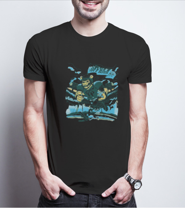 Offhigh Progress Pulse White Charging Bear Athlete In A Dynamic Sports Adventure T-Shirt
