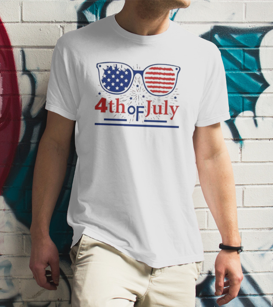 4th Of July America Glasses Flag Stars Stripes T-Shirt