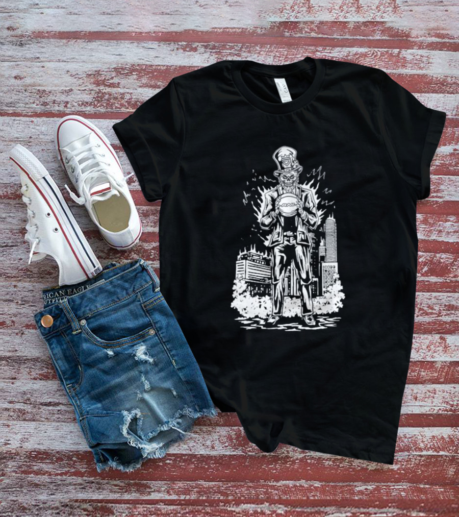 Richandlonely Prestige Boston Uncle Sam Basketball City Skyline T-Shirt