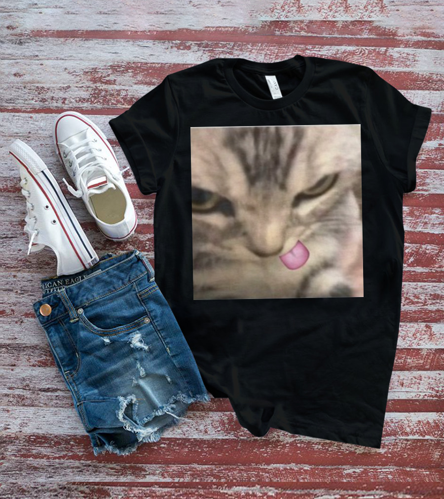 Sillyteestudio Silly Kitten Funny Cute Tongue Out Cat Meme T-Shirt
