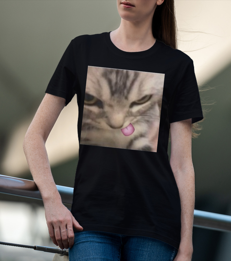 Sillyteestudio Silly Kitten Funny Cute Tongue Out Cat Meme T-Shirt