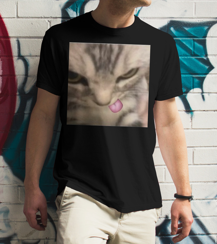 Sillyteestudio Silly Kitten Funny Cute Tongue Out Cat Meme T-Shirt