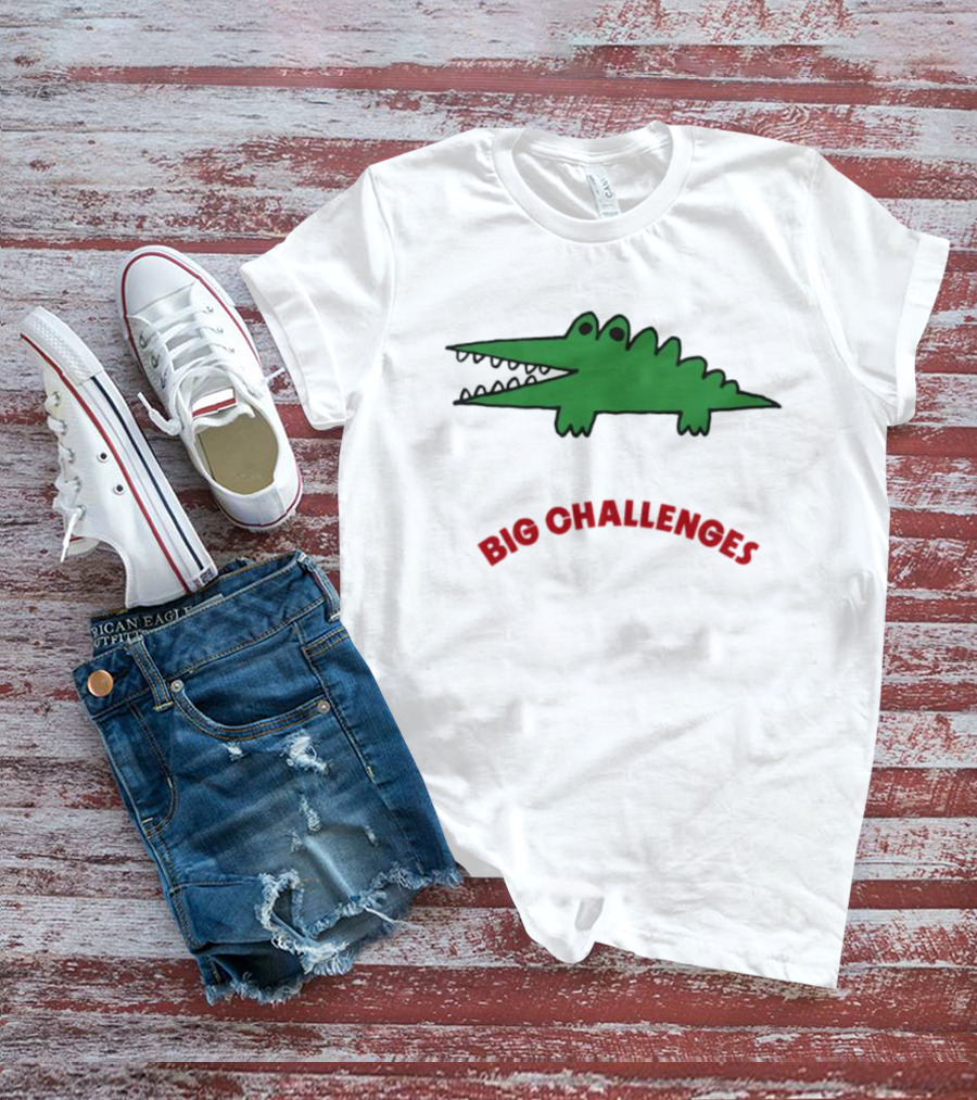 Big Challenges Green Crocodile Cartoon T-Shirt