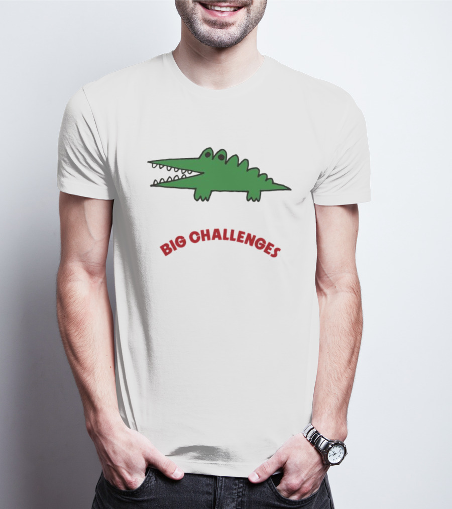 Big Challenges Green Crocodile Cartoon T-Shirt