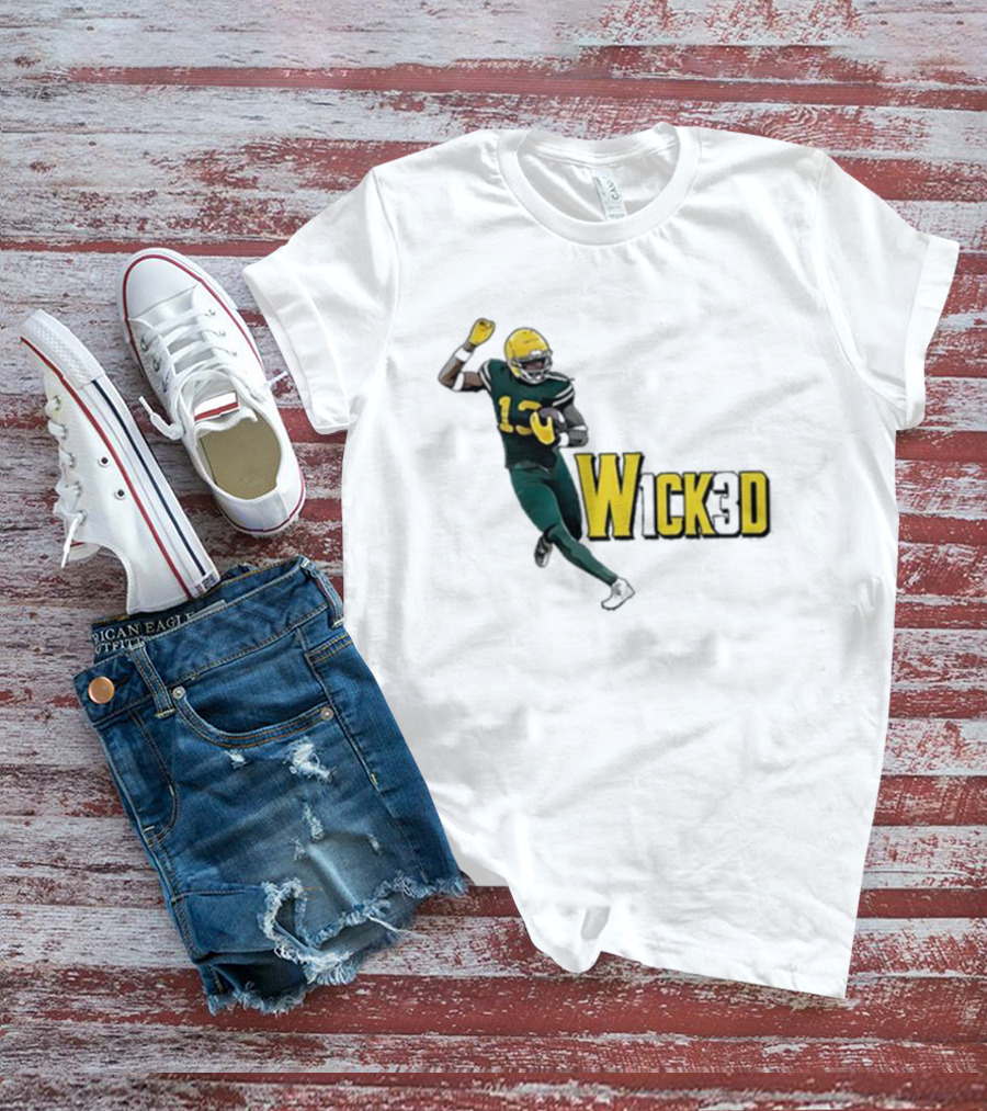 W1ck3d Football Player Yellow Helmet Green Jersey 13 T-Shirt