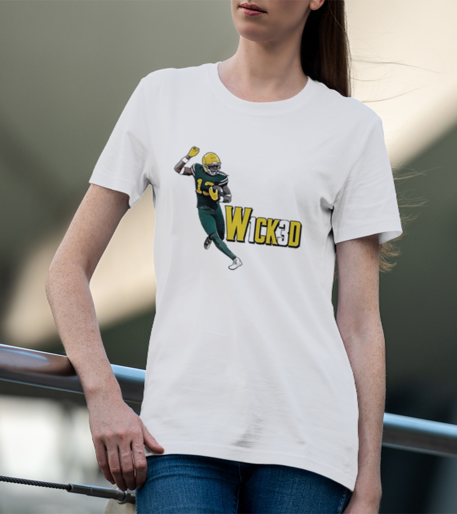 W1ck3d Football Player Yellow Helmet Green Jersey 13 T-Shirt