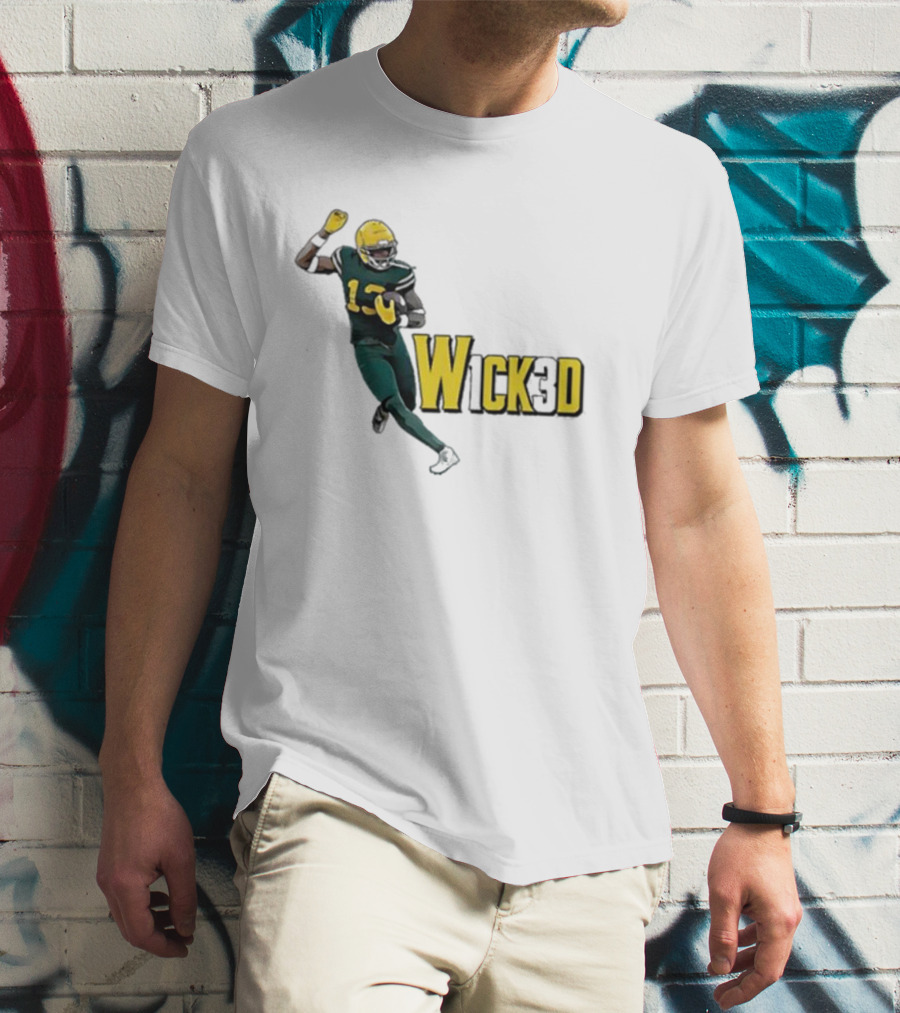 W1ck3d Football Player Yellow Helmet Green Jersey 13 T-Shirt