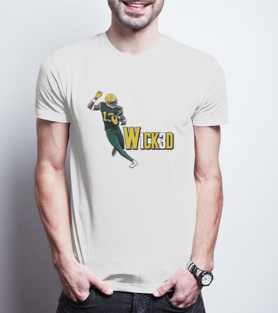 W1ck3d Football Player Yellow Helmet Green Jersey 13 T-Shirt