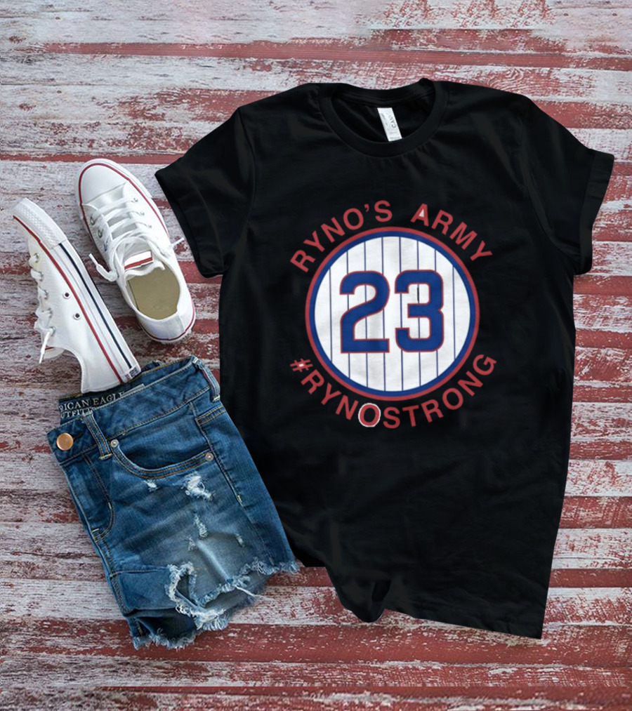 Ryno's Army 23 #RynoStrong Circle Logo White Pinstripes T-Shirt