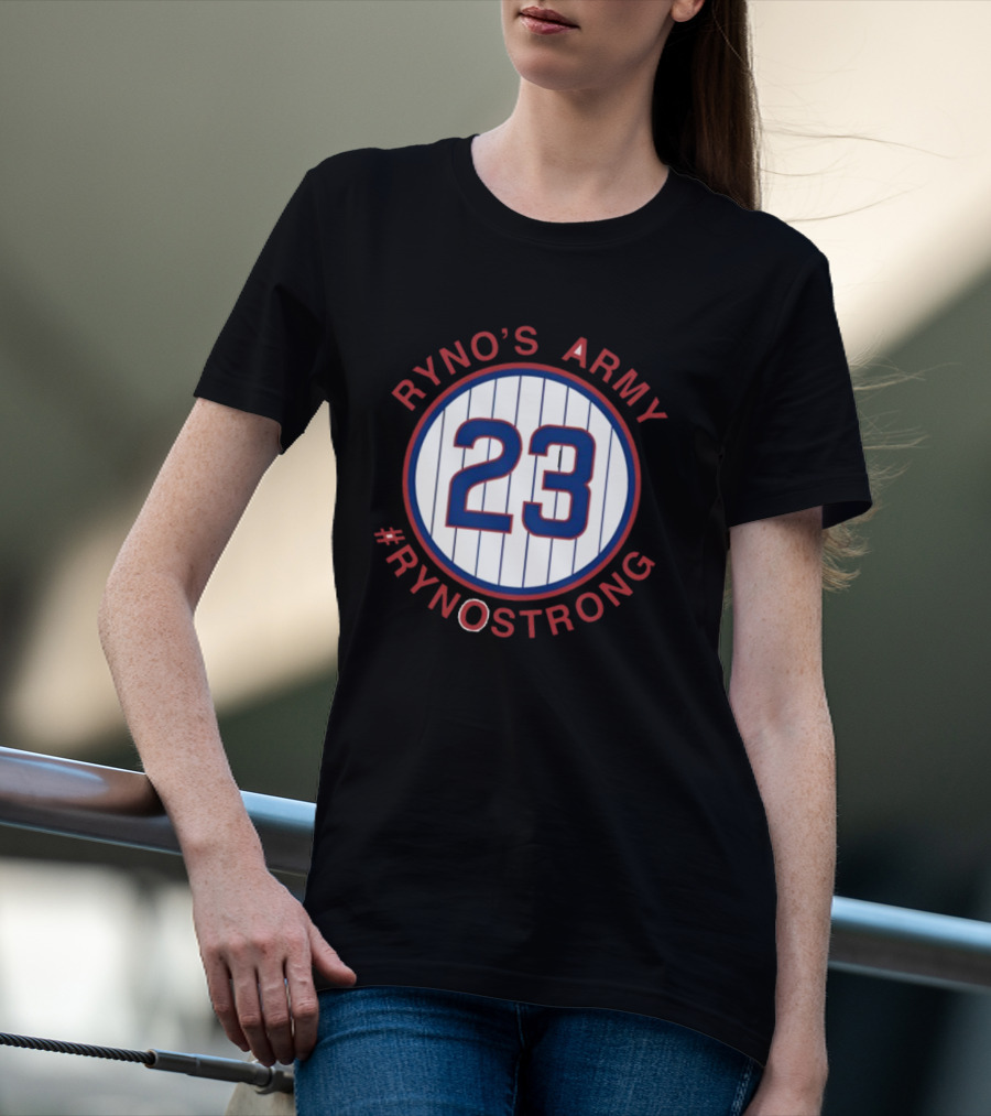 Ryno's Army 23 #RynoStrong Circle Logo White Pinstripes T-Shirt