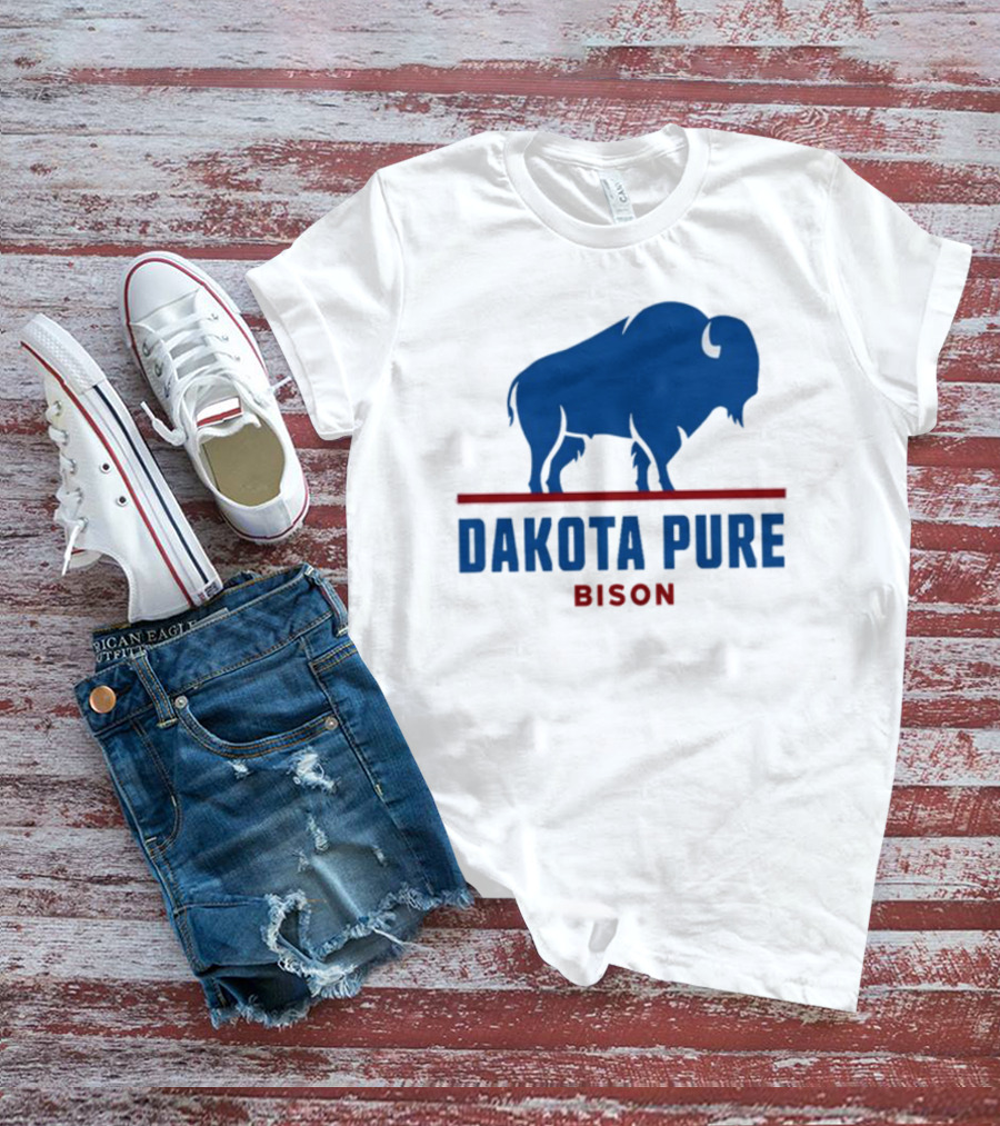 Shawn Baker Dakota Pure Bison Blue Icon Bison Red Line T-Shirt