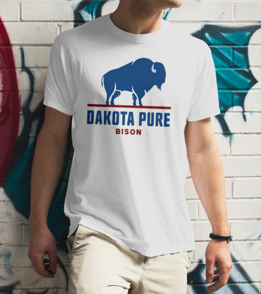 Shawn Baker Dakota Pure Bison Blue Icon Bison Red Line T-Shirt