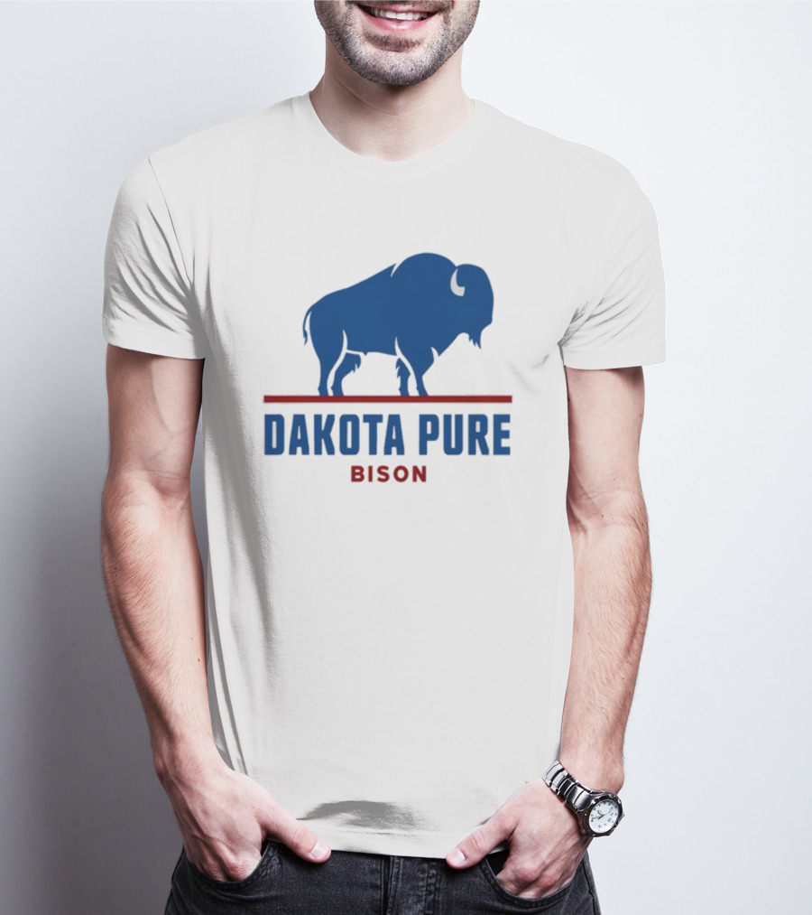 Shawn Baker Dakota Pure Bison Blue Icon Bison Red Line T-Shirt