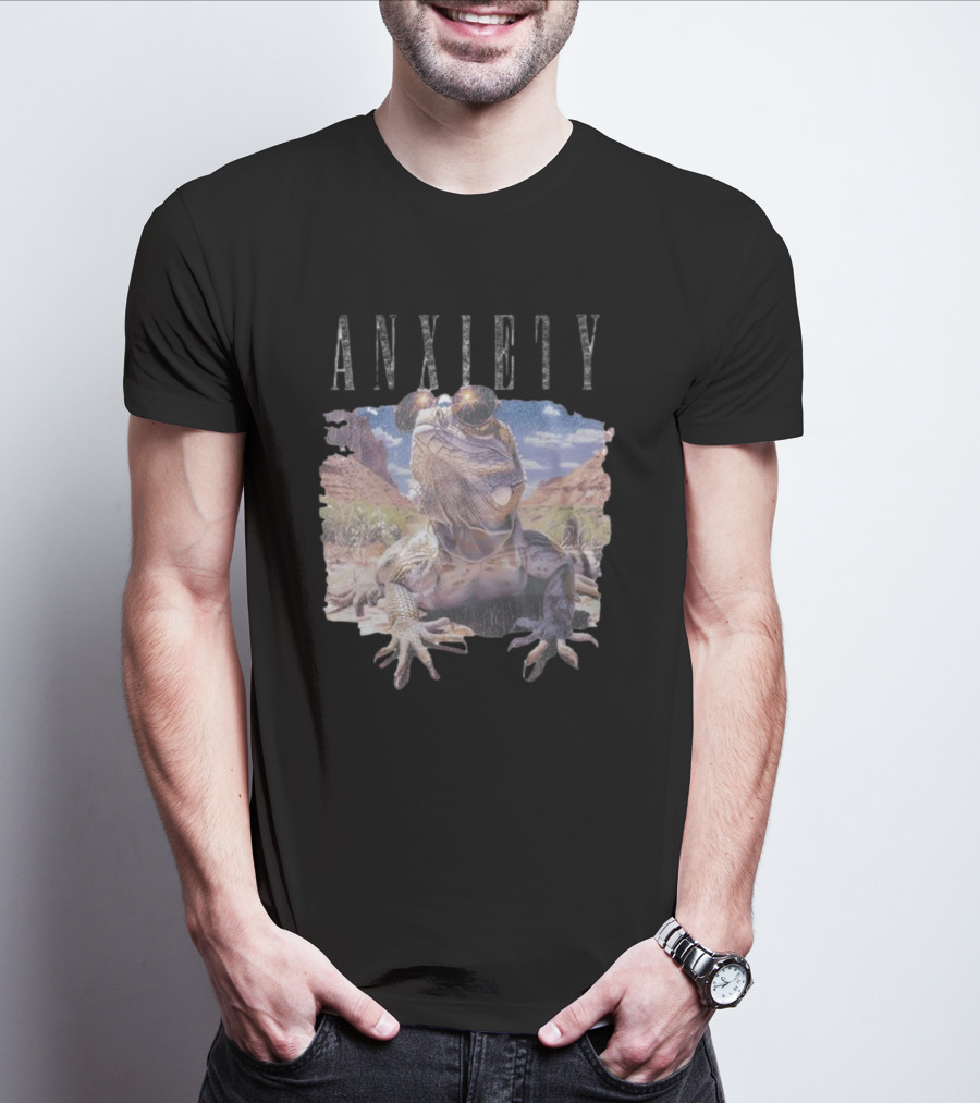 Waveygoods Anxiety Lizard Sunglasses Desert Landscape No Rules T-Shirt