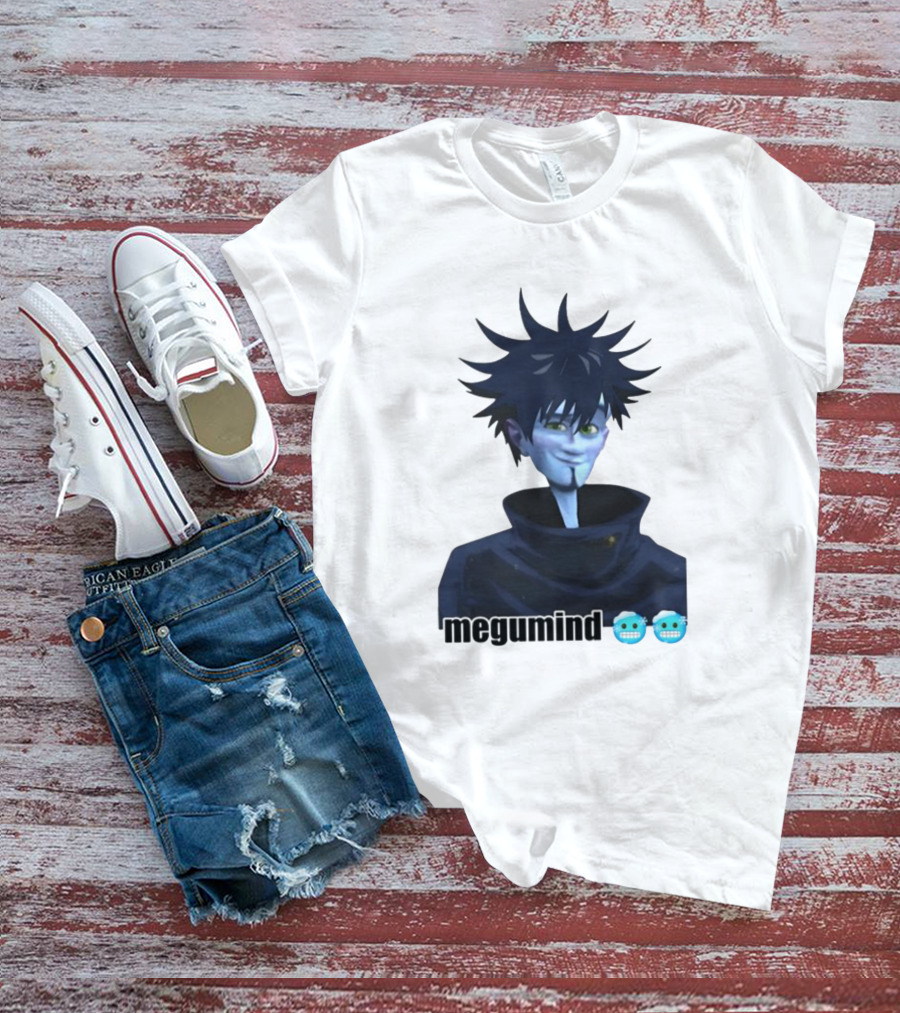 Spiky Haired Megumind Blue Emoji Face T-Shirt