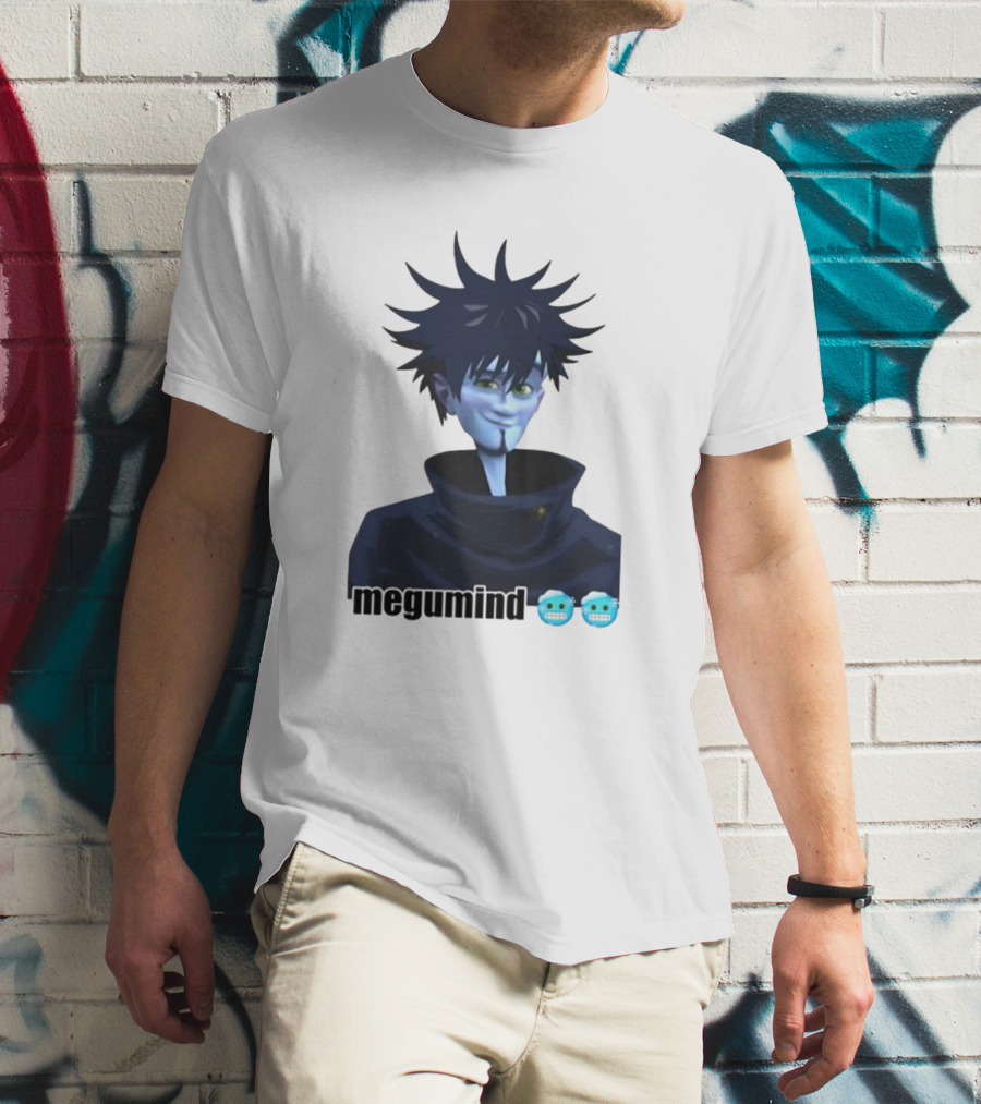 Spiky Haired Megumind Blue Emoji Face T-Shirt
