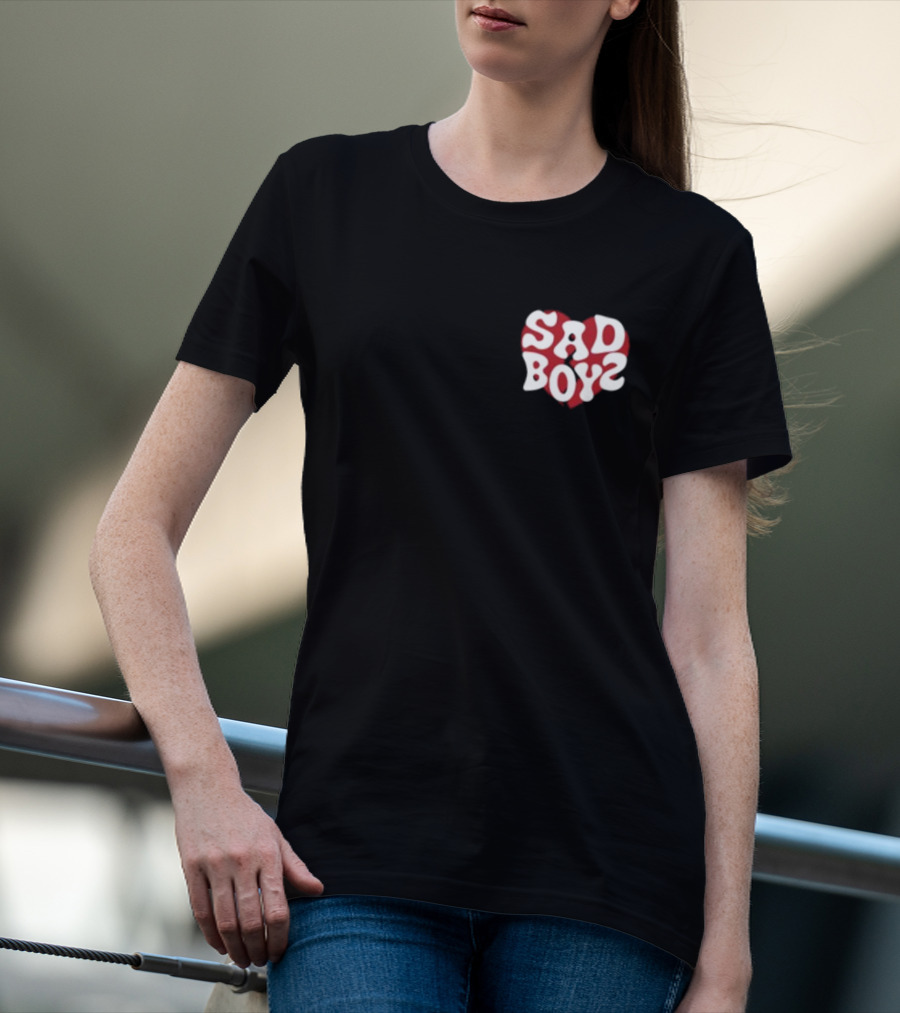 Sad Boyz Heart Logo Red And White Contrast T-Shirt