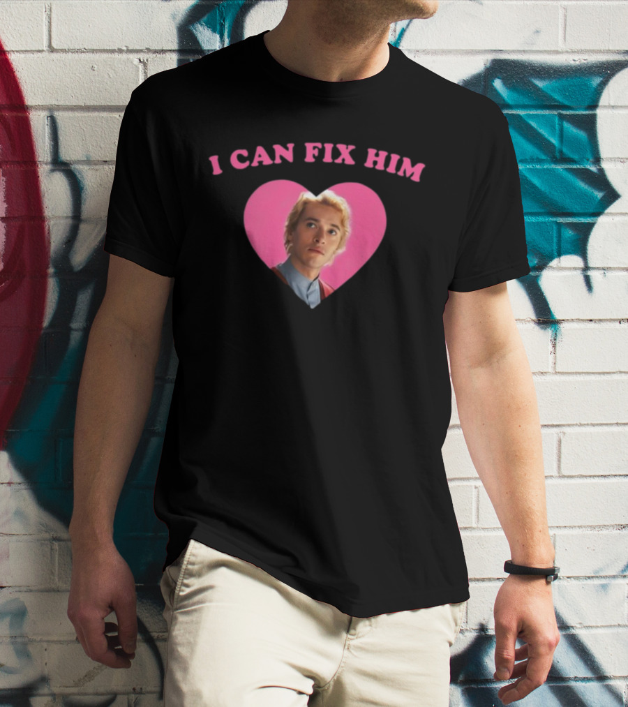 I Can Fix Him Heart Pink Background Tom Blyth T-Shirt