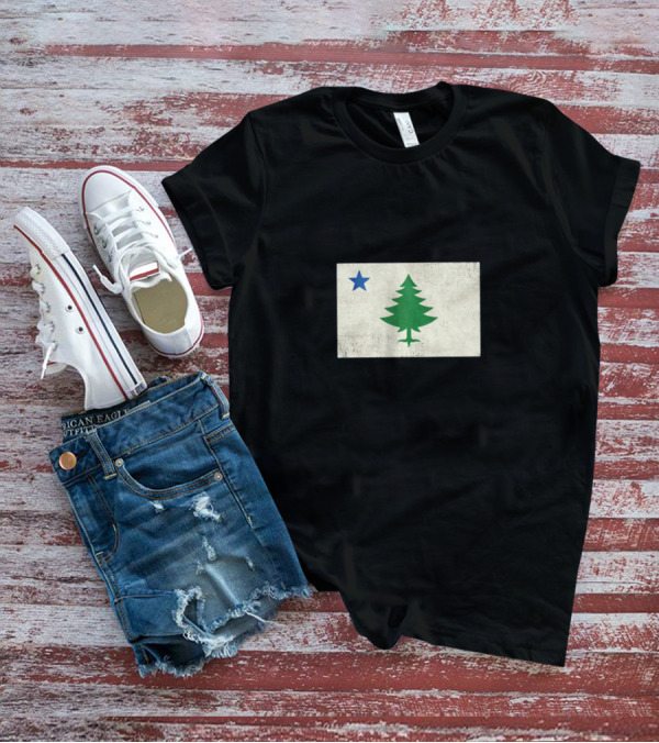 Maine Flag Vintage Pine Tree Star T-Shirt