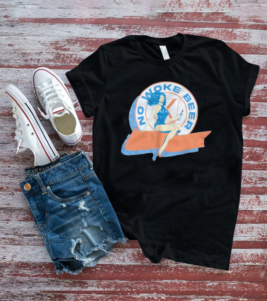 No Woke Beer Retro Pin-Up Style Beverage T-Shirt