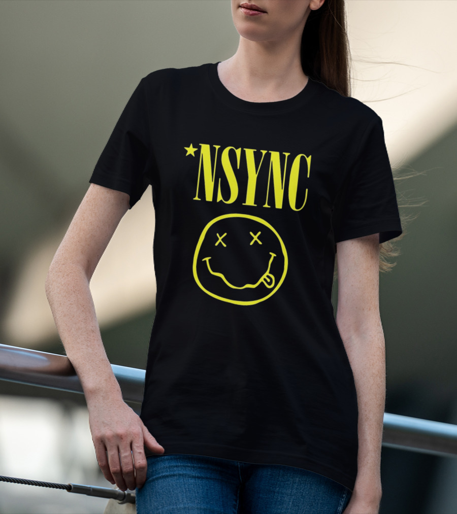 NSYNC Fake Handshake Grunge Inspired Smiley Face T-Shirt
