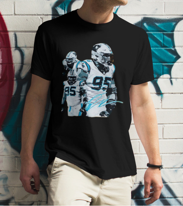 Kai Brown Wearing Carolina Panthers Derrick Brown 95 NFL Football T-Shirt