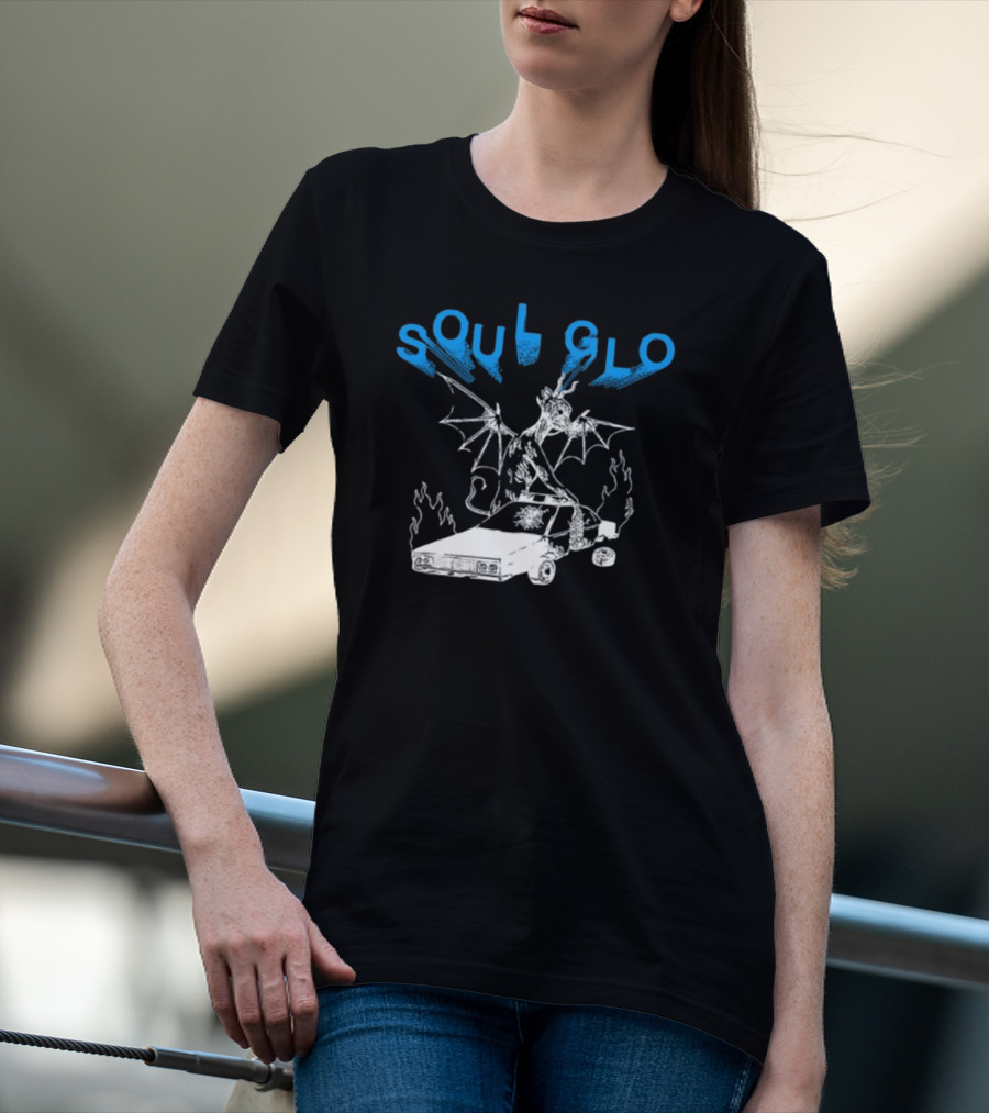 Soul Glo Dragon With Crashed Car And Flames T-Shirt
