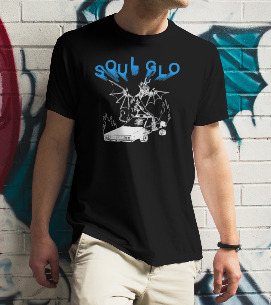 Soul Glo Dragon With Crashed Car And Flames T-Shirt