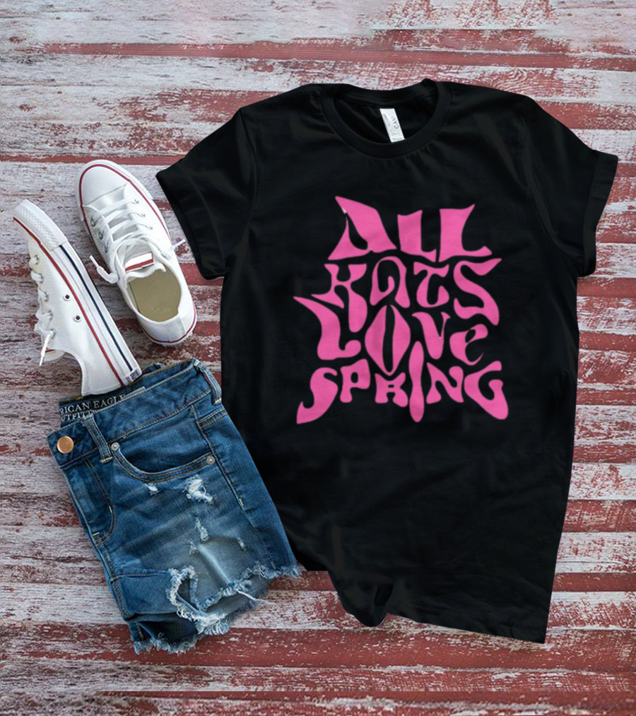 Madkat Mr. Kat All Kats Love Spring Groovy Pink Phrase T-Shirt