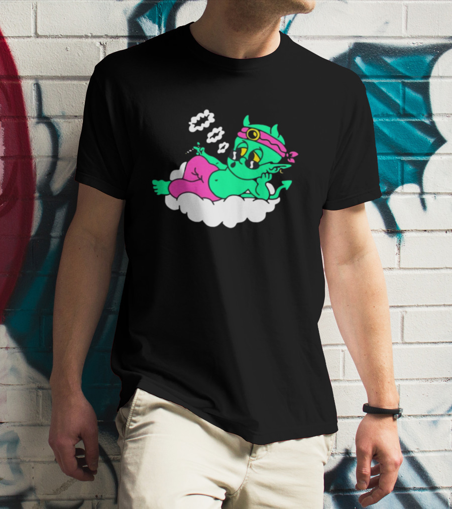 Supermega Funny Brothers Devils Lettuce Smoking Cartoon Demon Cloud T-Shirt