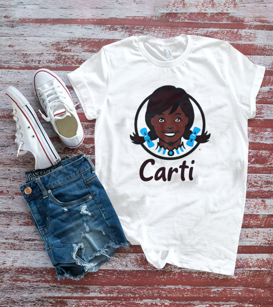 Wendy's Carti Dark Hair Blue Bow Circular T-Shirt