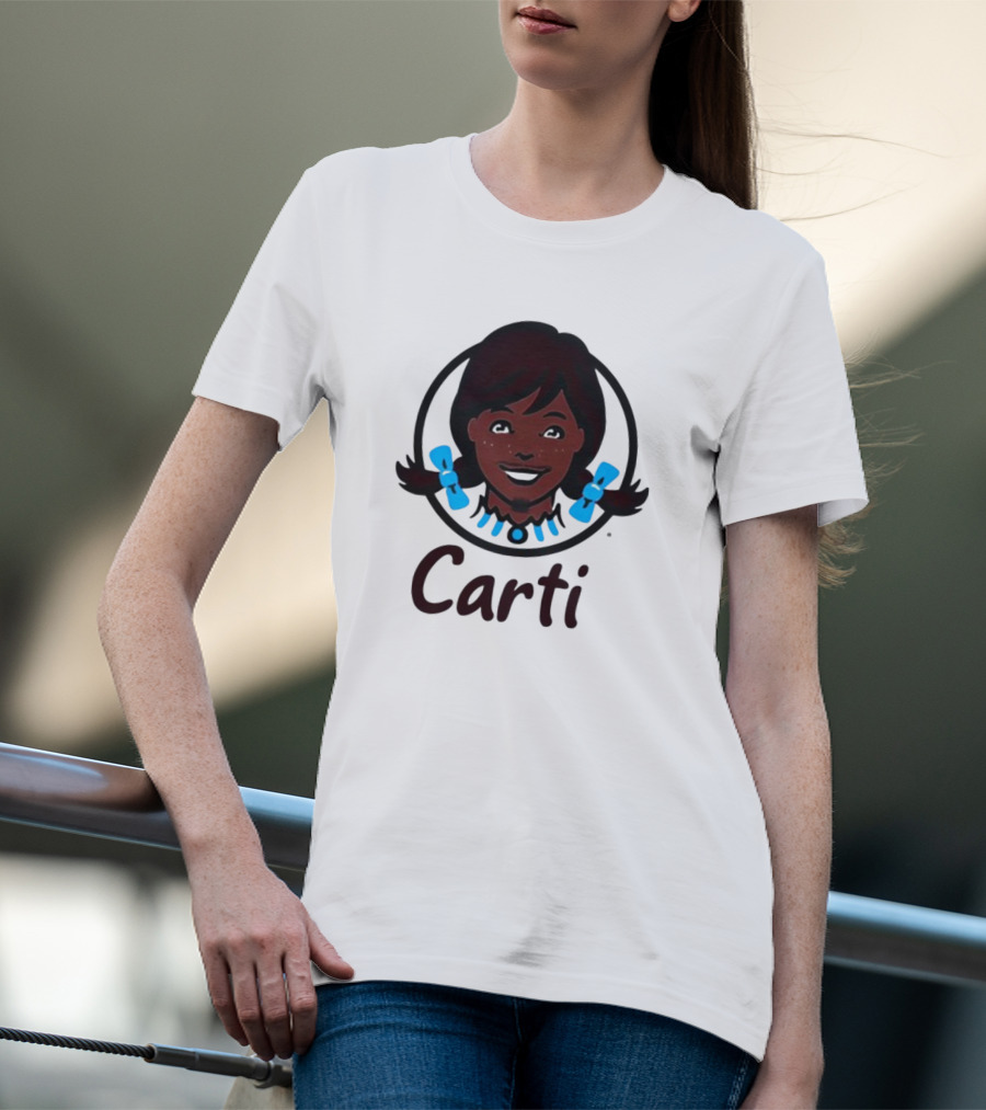 Wendy's Carti Dark Hair Blue Bow Circular T-Shirt