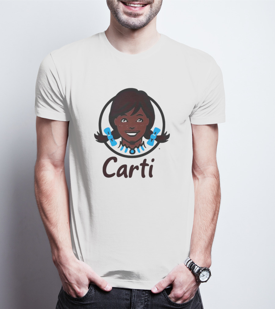 Wendy's Carti Dark Hair Blue Bow Circular T-Shirt