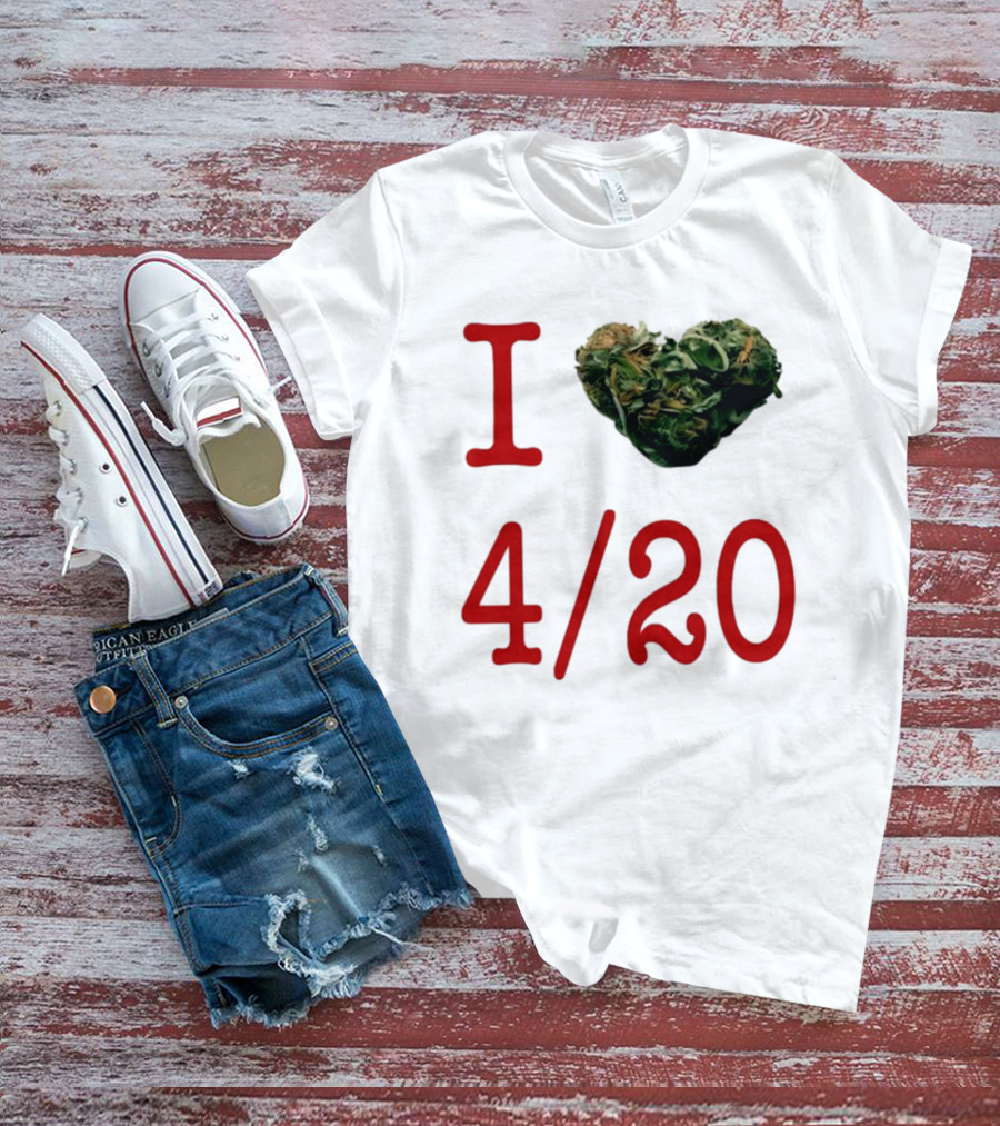 I Love 420 Day Heart Made Of Cannabis T-Shirt
