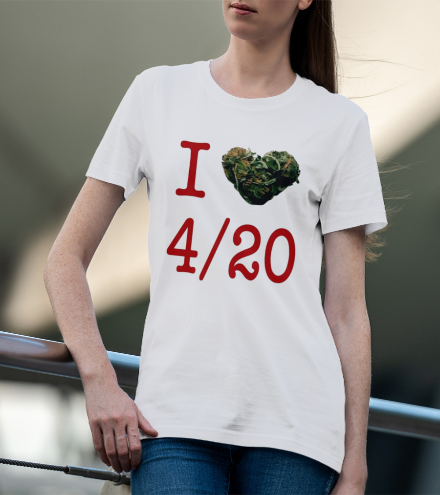 I Love 420 Day Heart Made Of Cannabis T-Shirt