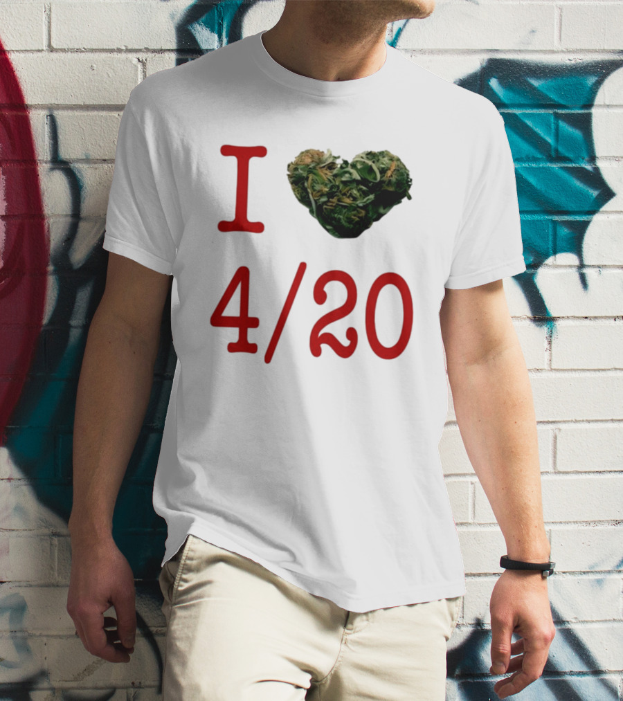 I Love 420 Day Heart Made Of Cannabis T-Shirt