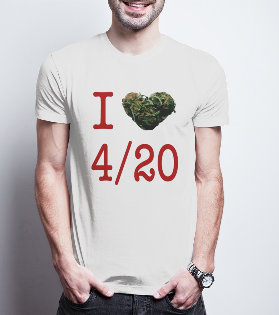 I Love 420 Day Heart Made Of Cannabis T-Shirt