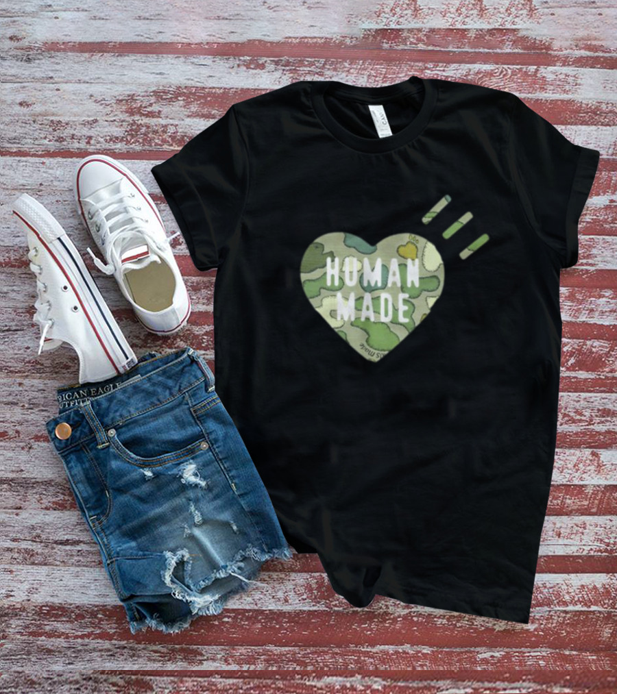 HUMAN MADE Camo Heart Kaws Collaboration T-Shirt