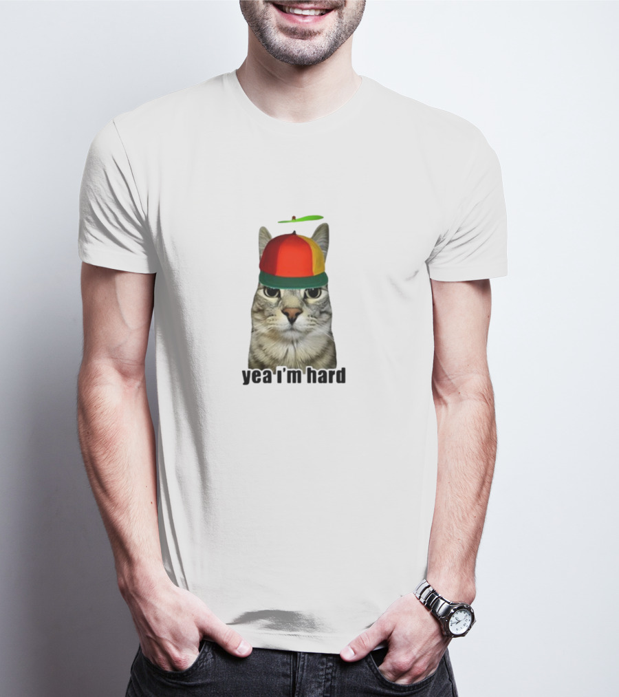 Yea I'm Hard Cat With Propeller Hat T-Shirt