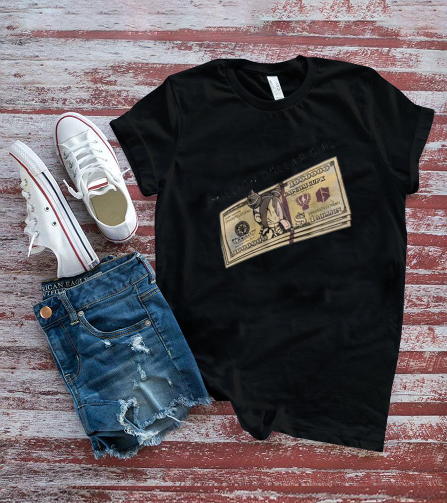 Million Dollar Girl Cartoon Stack Of Cash Capitalism Vulture Currency T-Shirt