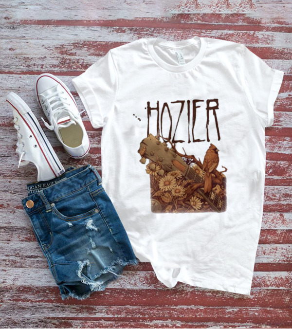Hozier Jacksonville May 7 Show Guitar And Floral Bird T-Shirt