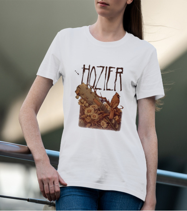 Hozier Jacksonville May 7 Show Guitar And Floral Bird T-Shirt