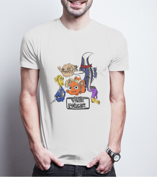 Sea Wars Tank Force Cartoon Fish Characters T-Shirt
