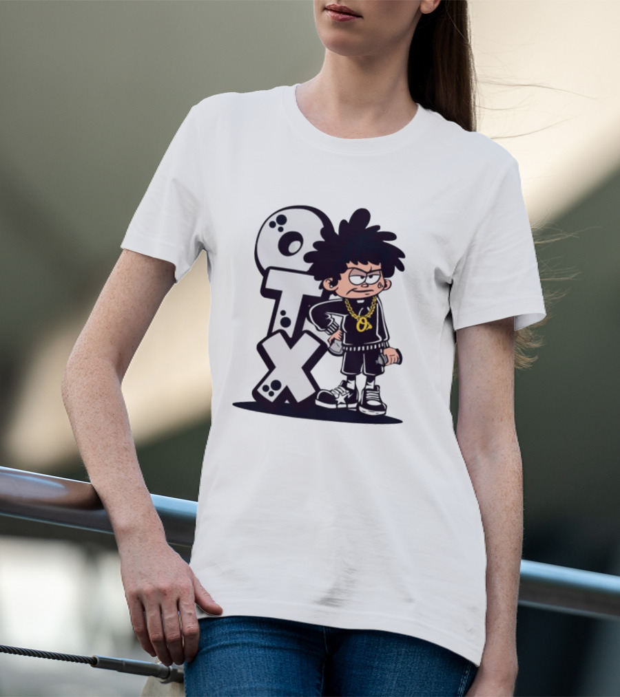 OTX Only Tha Xlcusive Cartoon Character With Chain T-Shirt