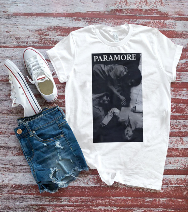 Paramore Black And White Band Photo Trio Lying Down T-Shirt