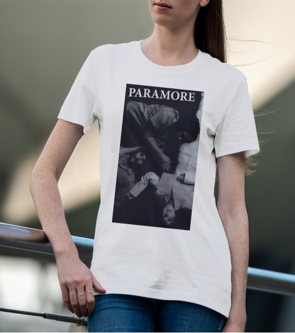 Paramore Black And White Band Photo Trio Lying Down T-Shirt