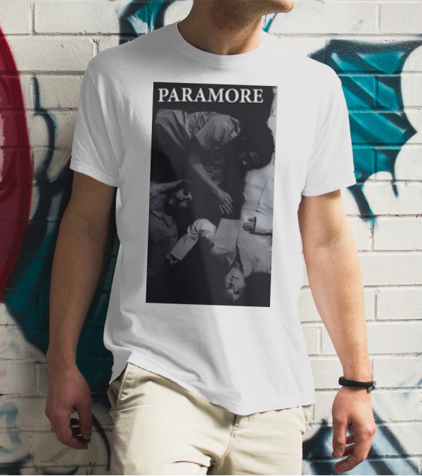 Paramore Black And White Band Photo Trio Lying Down T-Shirt