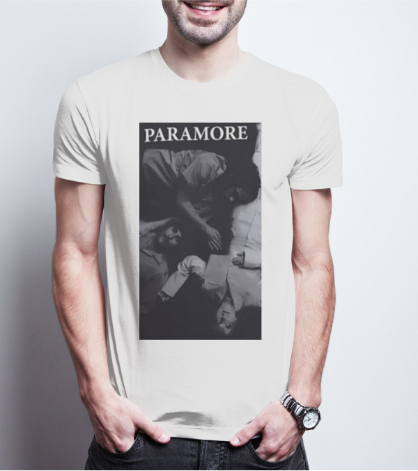 Paramore Black And White Band Photo Trio Lying Down T-Shirt