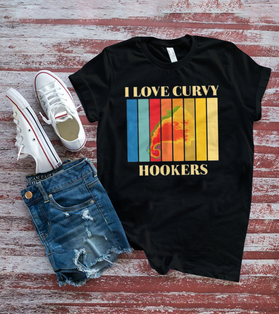 I Love Curvy Hookers Multicolored Abstract Stripes T-Shirt