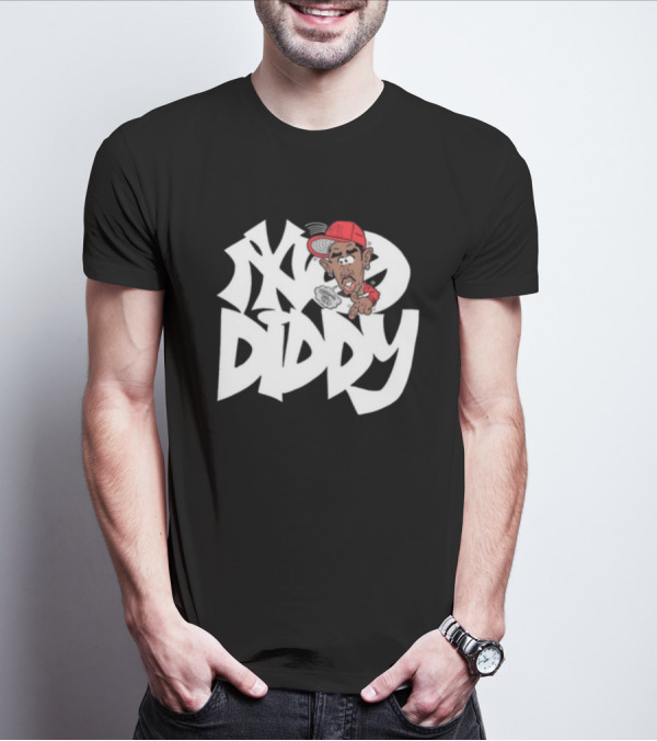 Bad Boy Red Cap Diddy With Graffiti Style Text And Cartoon Character T-Shirt
